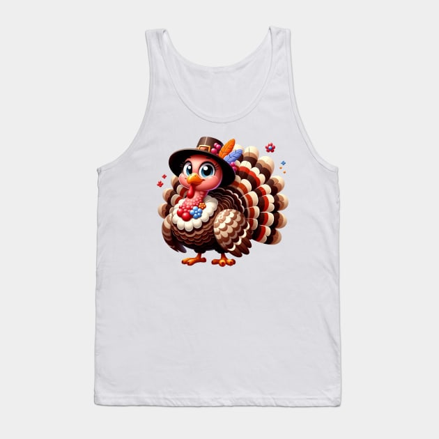 Cute Turkey Pilgrim Tank Top by Dmytro